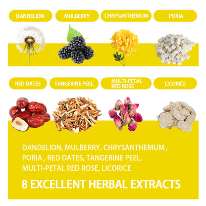 Organic Dandelion Mulberry Herbal Tea Chrysanthemum Poria & More Blend of 8 Ingredients