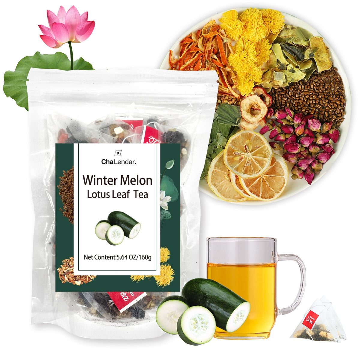 Organic winter melon lotus leaf herbal tea with chrysanthemum